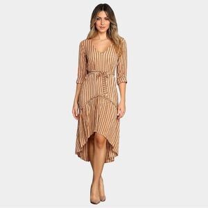 Faithfull The Brand Matilda Peasant High Low Dress Almeria Striped Size XS Women